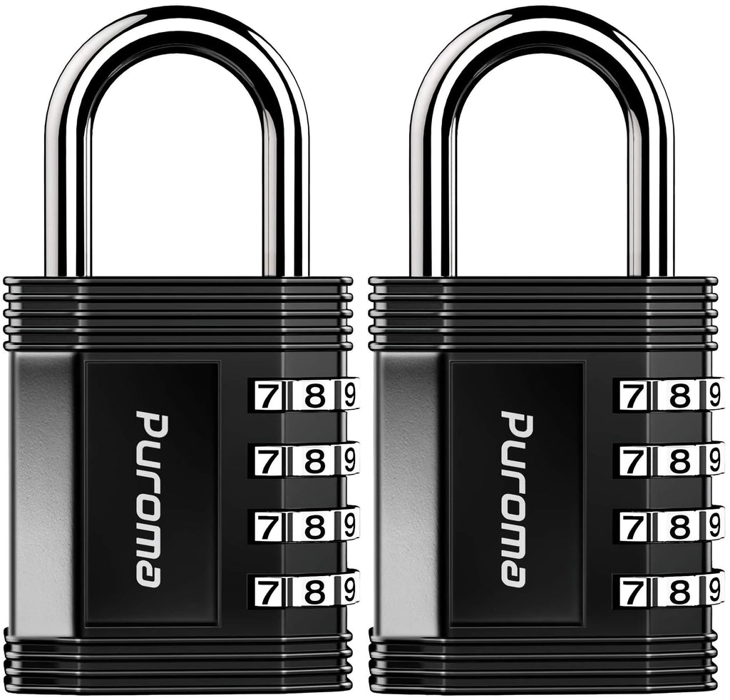 Puroma 2 Pack Combination Lock 4 Digit Padlock for School Gym Locker, Sports Locker, Fence, Toolbox, Case, Hasp Storage (Black) 1.3 Inch - BeesActive Australia