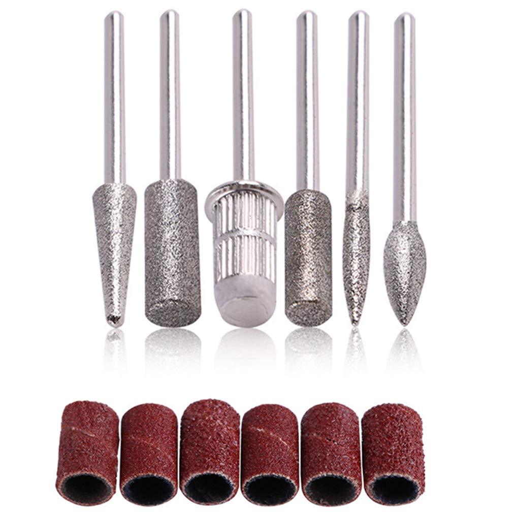 Nail File Drill Bits Set Professional Nail Drill Machine Accessories 6Pcs 3/32" Nail Drill Bits for Acrylic Nail Art Cuticle Shape Tools for Manicure Pedicure Polishing Home Use Salon Design - BeesActive Australia