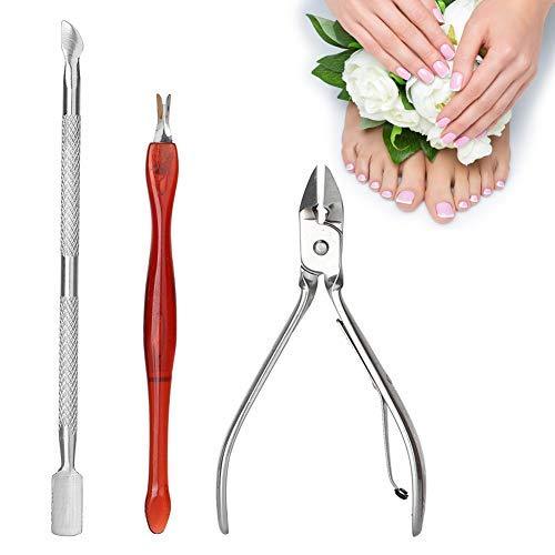 3 Pieces Cuticle Nipper with Cuticle Pushicle Cuticle Decorator in Stainless Steel Cuticle Remover and Nail Cutter and Foot Fingernail - BeesActive Australia