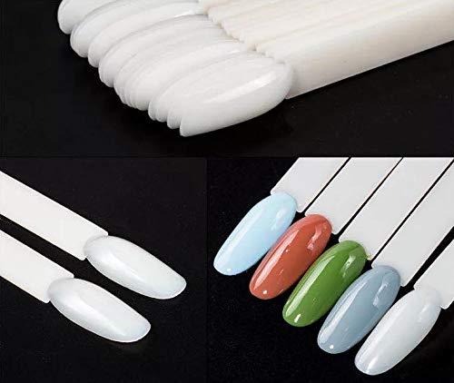 50 Tips Fan Shape Plastic Nail Art Tips Display Polish Board Display Practice Sticks with Metal Split Ring Holder (Clear) Clear - BeesActive Australia