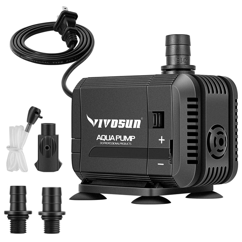 VIVOSUN 400GPH Submersible Pump(1500L/H, 15W), Ultra Quiet Water Pump with 5.2ft High Lift, Fountain Pump with 5ft Power Cord, 3 Nozzles for Fish Tank, Pond, Aquarium, Statuary, Hydroponics - BeesActive Australia