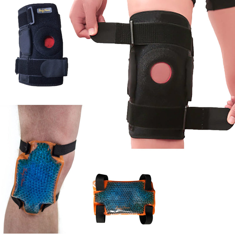 BodyMoves Kid's Hinged Knee Brace Support Plus Hot and Cold Ice Pack (Sporty Black) - BeesActive Australia
