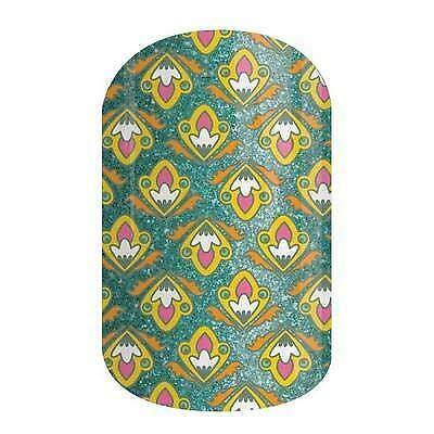 INDIE TRIP - Jamberry Nail Wraps - Half Sheet - Green Sparkle Geometric Lotus - BeesActive Australia