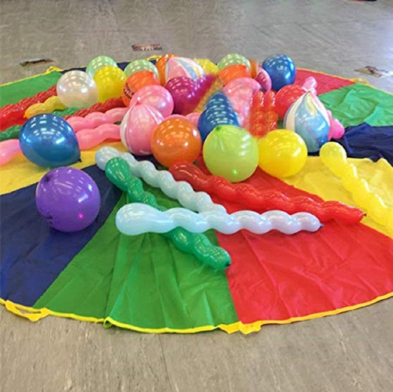 [AUSTRALIA] - Tebery Kids Play Parachute 12ft for Kids with 12 Handles Multicolored Parachute for Tent Cooperative Games 