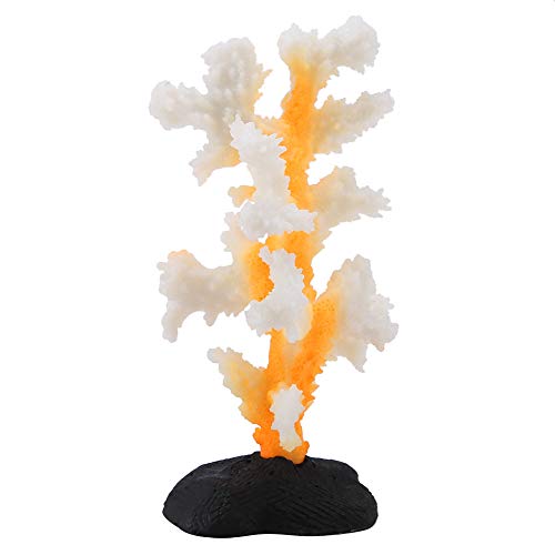 Hffheer Aquarium Artificial Coral, Fish Tank Artificial Coral Simulation Plant Luminous Silicone Coral for Fish Tank Landscape Decoration Aquarium Ornaments Yellow - BeesActive Australia