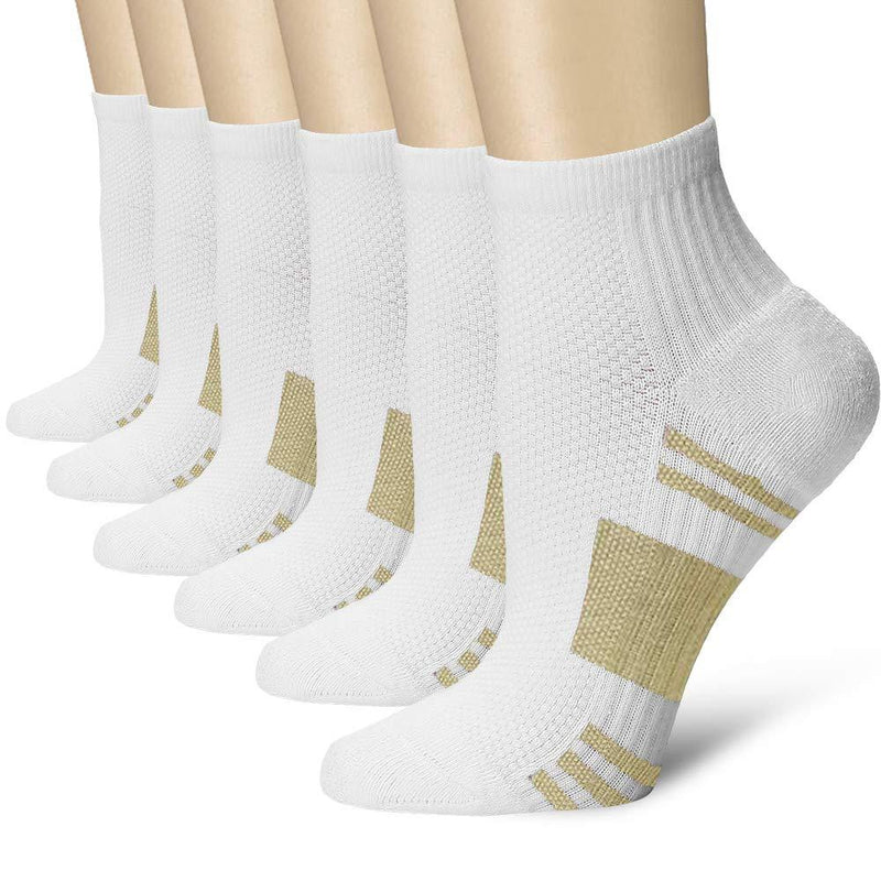[AUSTRALIA] - Compression Socks,15-20 mmhg is BEST Athletic for Men & Women, Running, Flight, Travel Small-Medium 06 White/Beige 