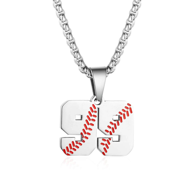 TLIWWF Inspiration Baseball Jersey Number Necklace Stainless Steel Charms Number Pendant for Boys Men 99 - BeesActive Australia