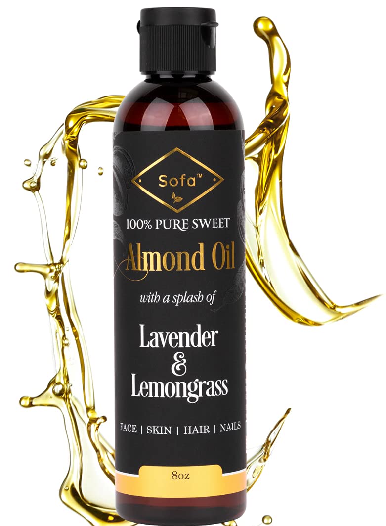 Almond Oil for Skin | Body Oil for Women Blend w/Lavender & Lemongrass Essential Oils for Dry Skin | 8 Oz| Face & Body Moisturizer | Highest Quality Ingredients| Massage Oil for Men & Women Lavender & Lemongrass - BeesActive Australia