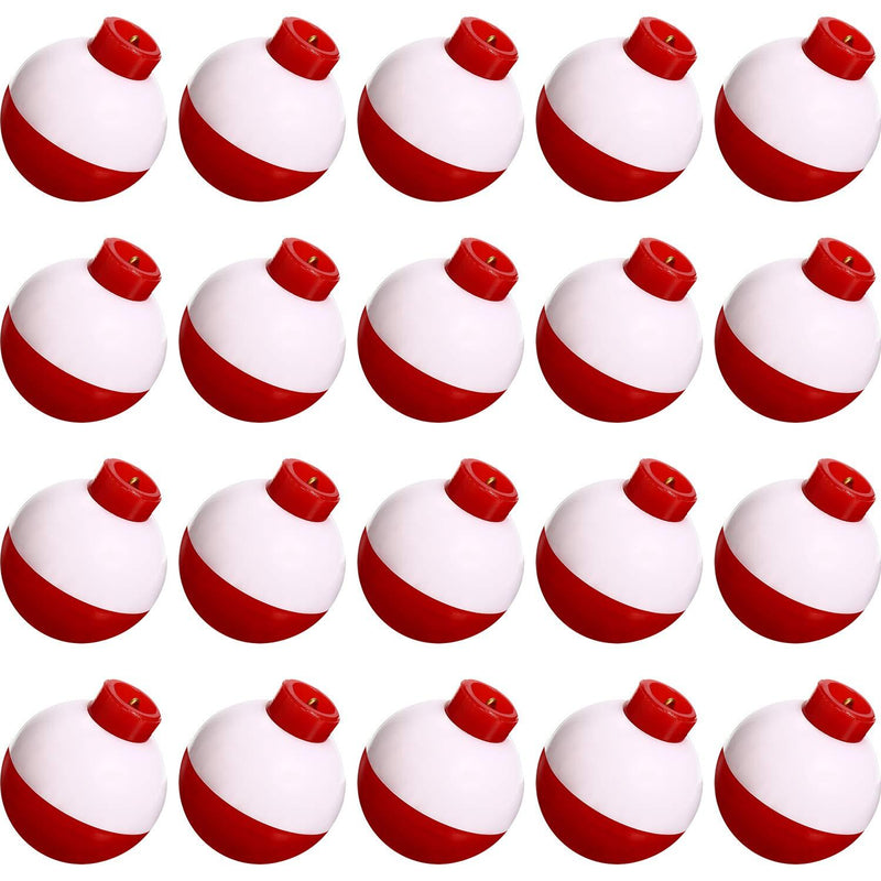 [AUSTRALIA] - Fishing Float 1 Inch Fishing Float Push Button Snap-on Floats Red and White Bobber Fishing Tackle, 20 Packs 