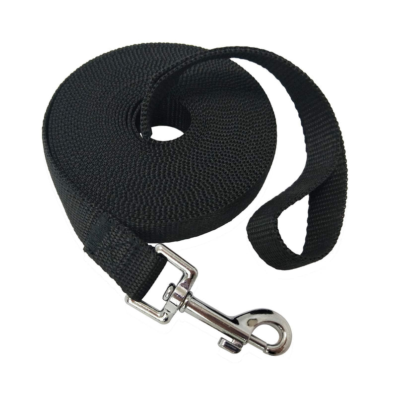 Nylon Training Dog Leash for Small Medium Large Dogs, 15ft 20ft 30ft 50ft Long Leash Dog/Puppy Lead for Obedience Recall Training, Camping Black - BeesActive Australia