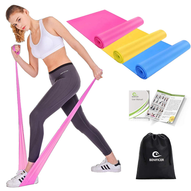 Benificer Resistance Band Set, 3 Pack Latex Elastic Bands for Upper & Lower Body & Core Exercise, Physical Therapy, Home Gym, Sport, Pilates, Yoga, Strength Training - BeesActive Australia