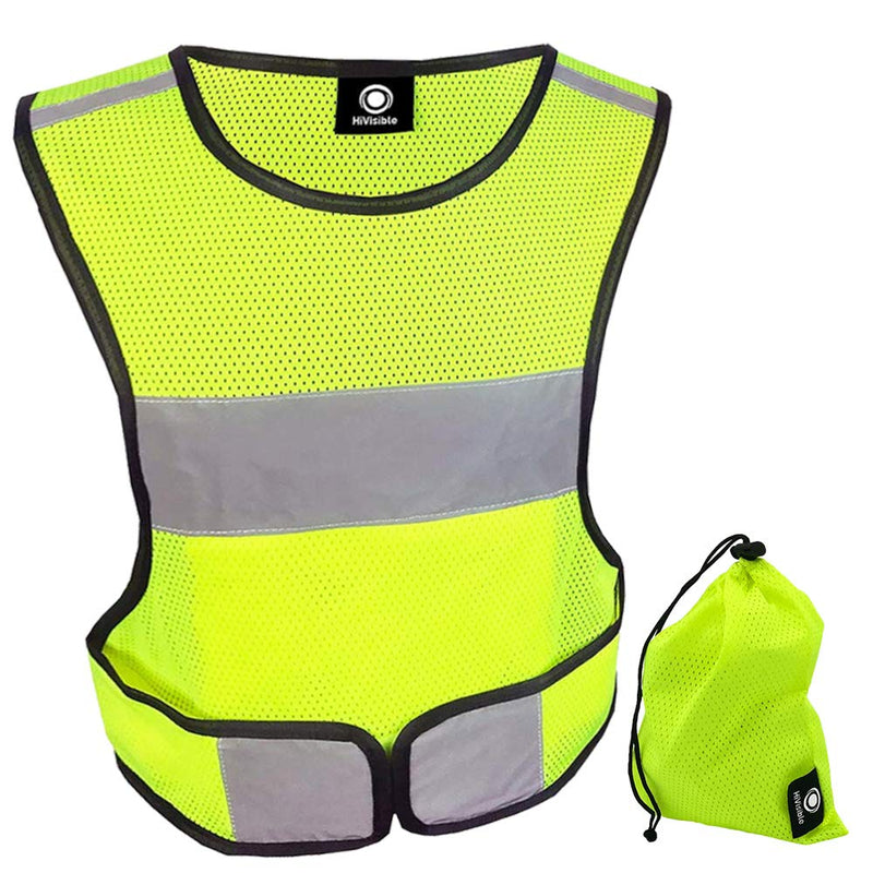 HiVisible Reflective Vest - Reflective Running Gear for Men and Women for Night Running, Biking, Walking. Reflective Running Vest, Safety Straps, Reflector Strips Green Vest - BeesActive Australia