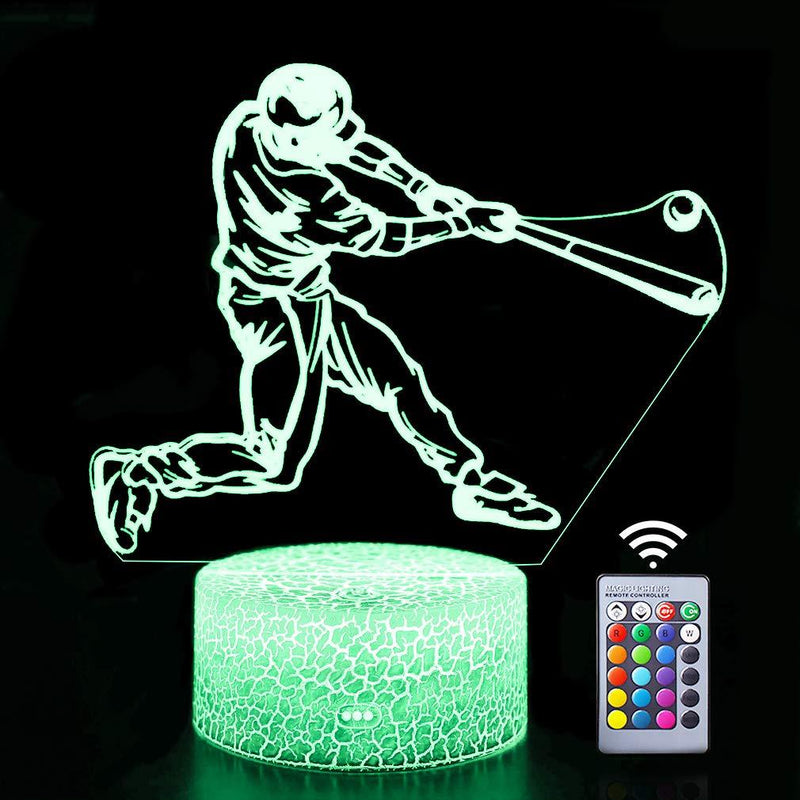 Baseball Lamps Remote Control 3D Vision Effect LED RGB Night Lights of Guidance Bedroom Desk Table Lamp Decor Birthday Christmas Gift Choices for Sport Lovers Kids Boys Teen(Baseball(Remote)) Baseball(remote) - BeesActive Australia