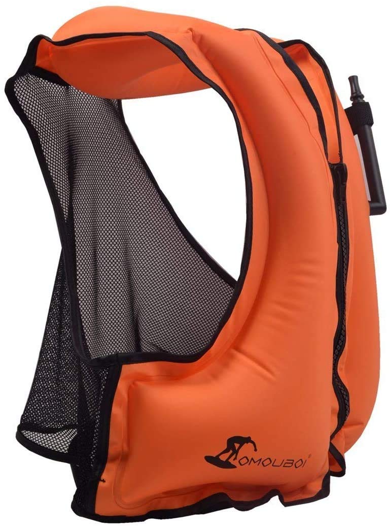 [AUSTRALIA] - OMOUBOI Snorkel Vests Adults Inflatable Floatage Jackets Lightweight Kayak Buoyancy Vest Portable Floatage Vests for Diving Surfing Swimming Outdoor Water Sports (Suitable for 90-220lbs) Orange 