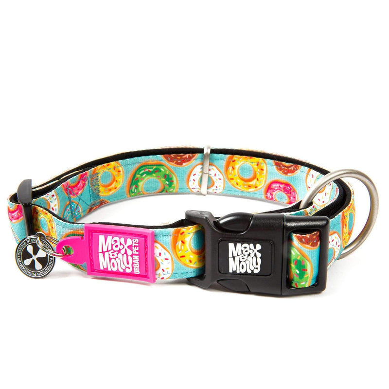 Max & Molly Smart ID Dog Collar with Gotcha! QR Pet Safety Tag and Custom Pet Profile, Soft Padded Neoprene, Waterproof, Machine Washable Collar Dogs Donuts Small - BeesActive Australia