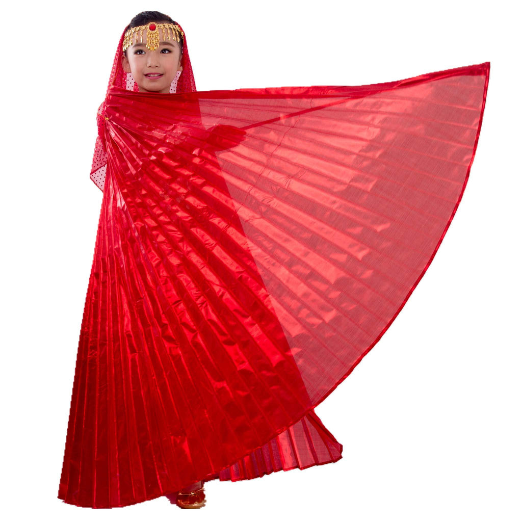 [AUSTRALIA] - MUNAFIE Halloween Costumes Belly Dance Isis Wings for Children Kids (Wings with Sitck and Bag, Hot Red) 