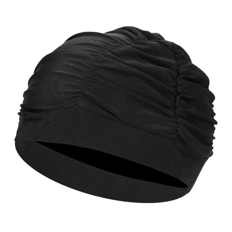Women Swimming Cap Bathing Anti-Slip Elastic Pool Gym Underwater Sport Turban Comfortable Elegant Non Waterproof Swim Hat Wrap Black - BeesActive Australia