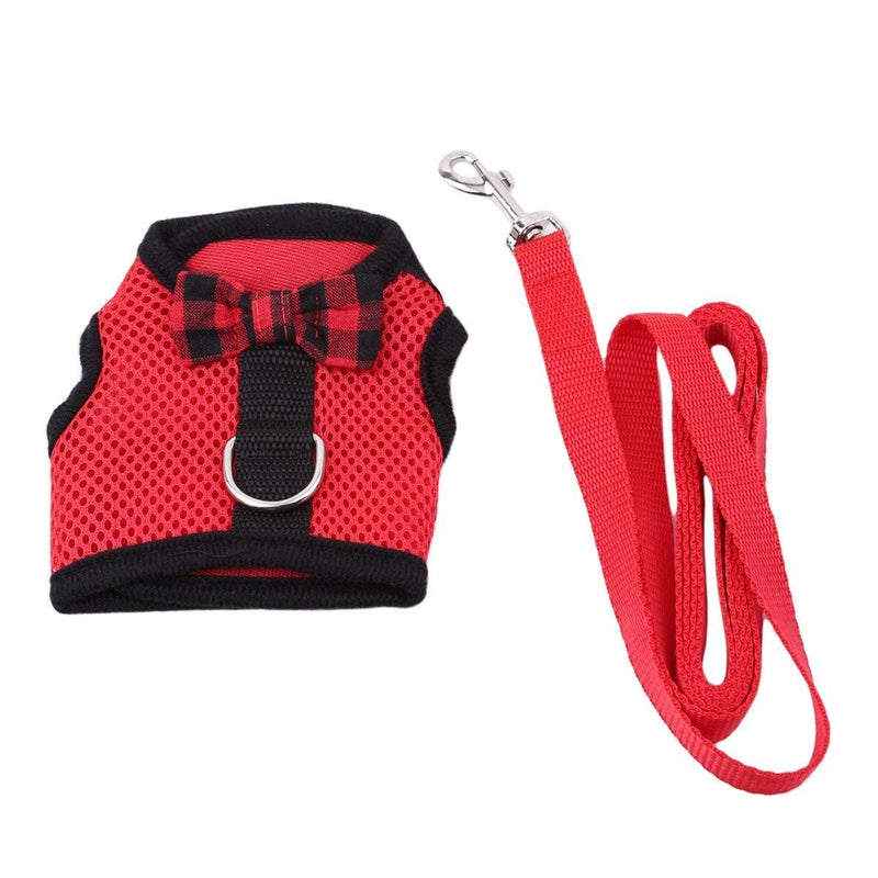 Rabbit Harness with Leash Adjustable Soft Mesh Vest Harness for Bunny Kitten Guinea Pig Rat S Red - BeesActive Australia