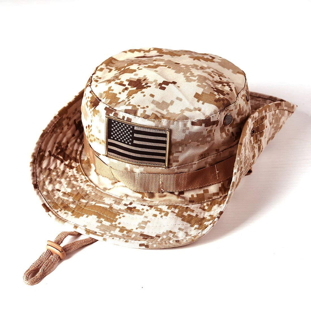 [AUSTRALIA] - Military Tactical Head Wear/Boonie Hat Cap with USA Patch for Wargame,Sports,Fishing &Outdoor Activties Desert Camouflage 