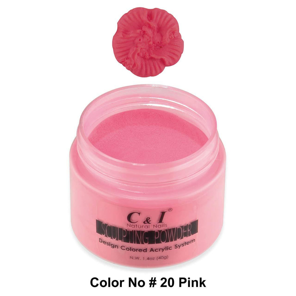 C & I Acrylic Powder, Color # 20 Pink, 3 D Nail Flower, Sculpting Nail Powder, 1.4 oz, 40 g, Nail Art Powders - BeesActive Australia