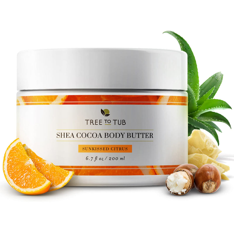 Shea Body Butter - Citrus Shea Butter Body Lotion by Tree to Tub for Sensitive Skin - Shea Butter Cream with Butter Oils, Anti-Aging Vitamin C - BeesActive Australia