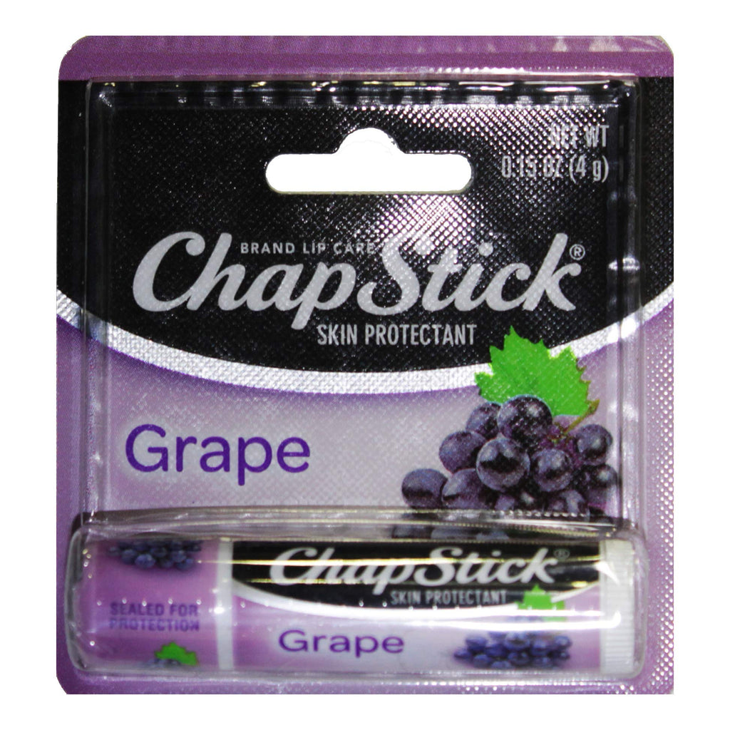 Chapstick (1) Stick Grape Flavored Lip Balm - Paraben Free Lip Care - Carded 0.15 oz - BeesActive Australia