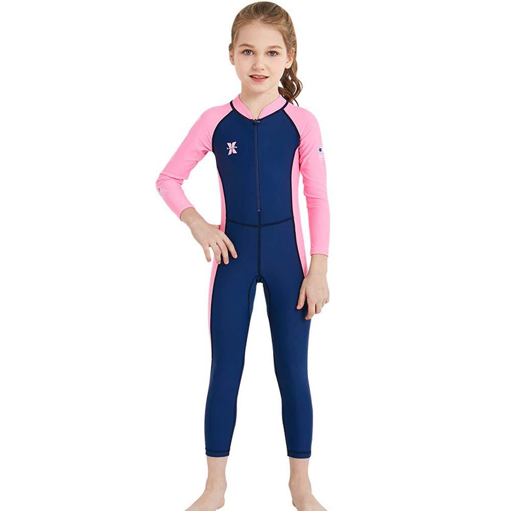 [AUSTRALIA] - AIWUHE Children's Diving Boy and Girl Suit Outdoor Long-Sleeve One-Piece Swimsuit Sunscreen Quick-Dry Medium Children's Swimsuit 6-7 Years Blue 