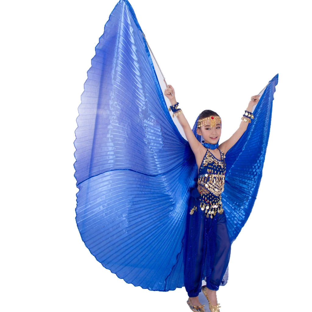 [AUSTRALIA] - MUNAFIE Halloween Costumes Belly Dance Isis Wings for Children Kids (Wings with Sitck and Bag, Royal Blue) 