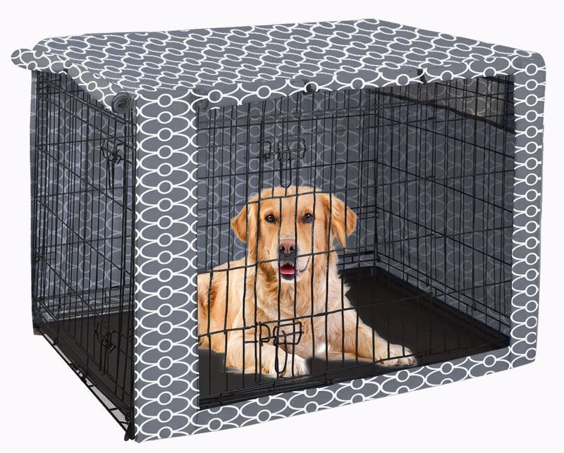 Pethiy Dog Crate Cover Durable Polyester Pet Kennel Cover Universal Fit for Wire Dog Crate - Fits Most 24-48 inch Dog Crates-Cover only 36-Inch Grey - BeesActive Australia