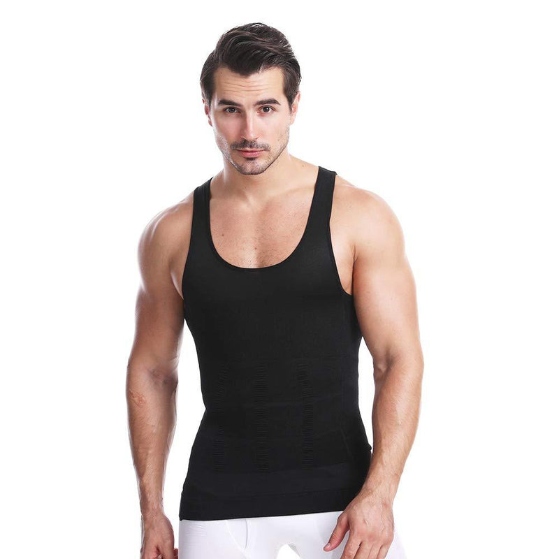 [AUSTRALIA] - Cacosa Men's Slimming Body Shaper Vest Compression Shirt Muscle Tank Top Shapewear Workout Undershirt Black X-Large 