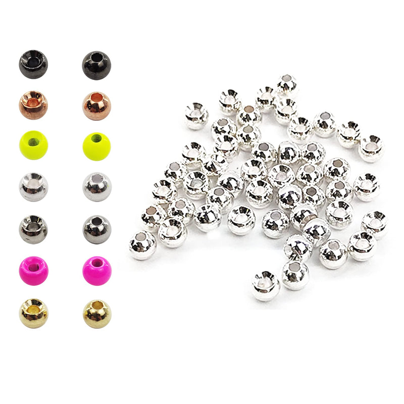 Think Fast Think Deep Aventik 50pc Tungsten Beads Round Ball Beads Fly Tying Materials 7 Colors / 5 Sizes Fly Fishing, Nymph Streamer Silver 2.0mm - BeesActive Australia