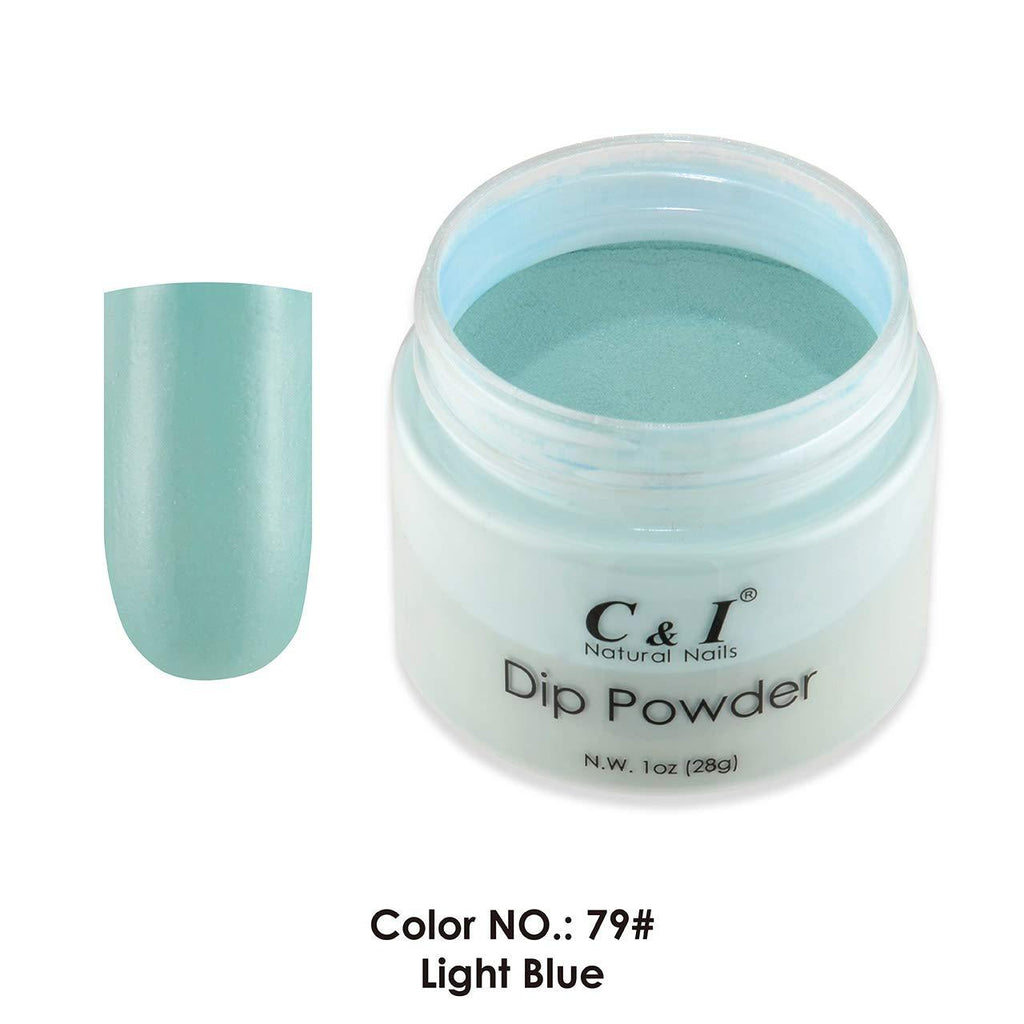 C & I Dip Powder, Color No # 79 Light Blue, Nail Gel Effect Powder, Blue Color System, 1 oz 28 g - BeesActive Australia