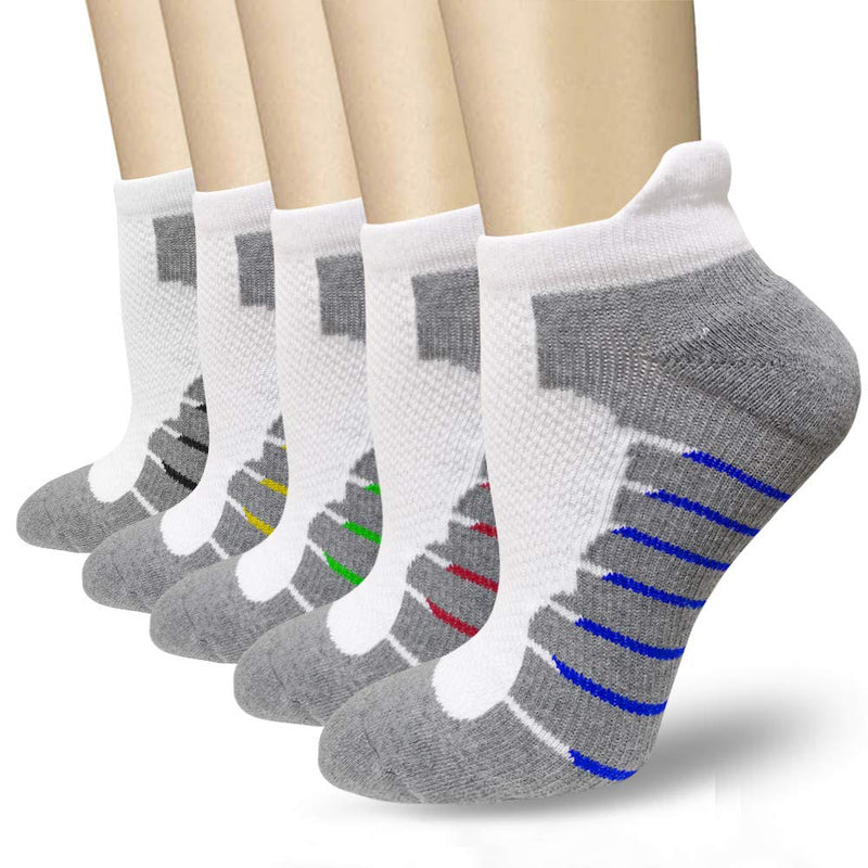 Compression Socks Plantar Fasciitis for Women Men (3/5/7 Pack), 8-15 mmhg Athletic Sock Arch Support Flight Travel Nurses A2-gray White Mix 5 Pairs Small / Medium - BeesActive Australia
