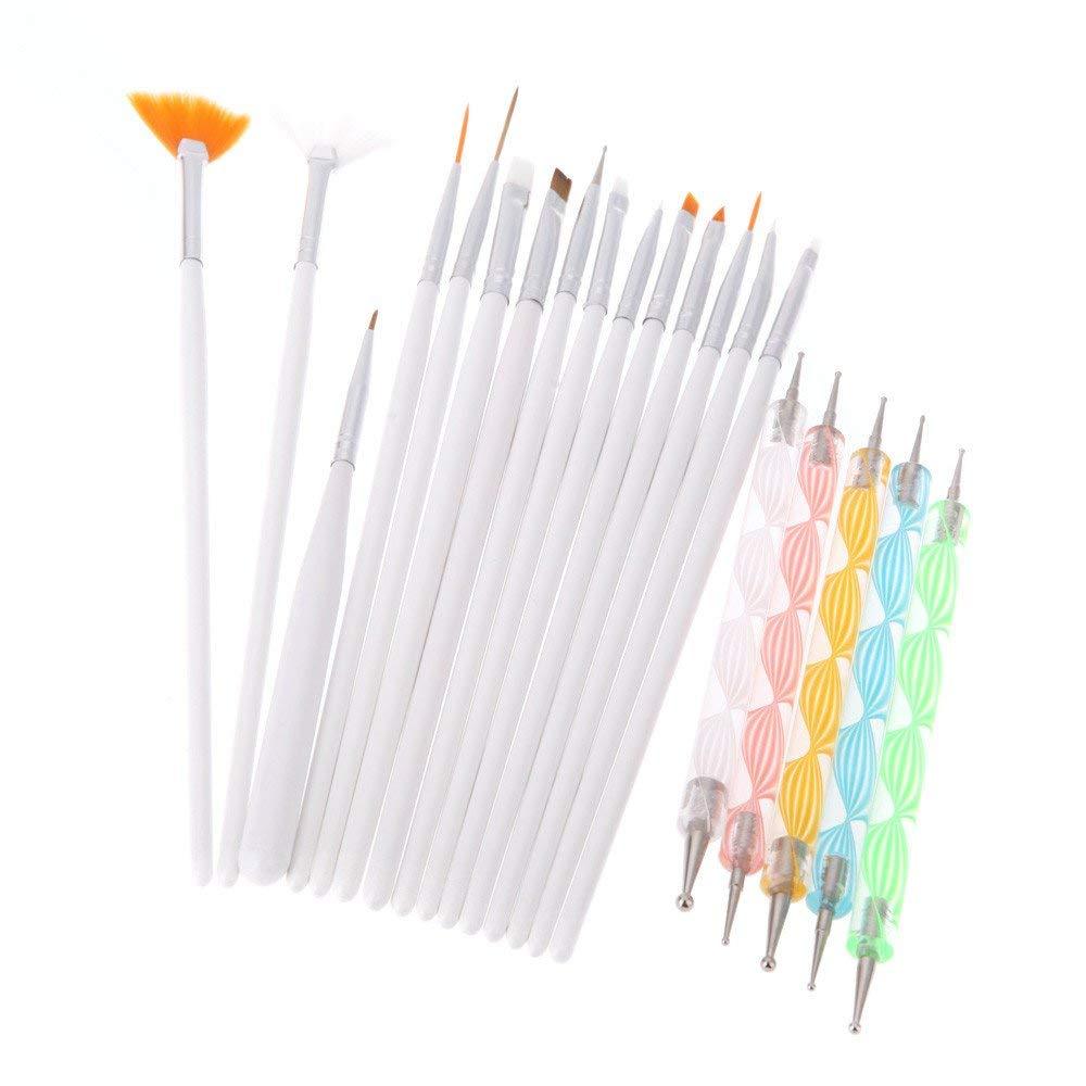 YAOBABBY Nail Art Design Dotting Painting Drawing Polish Brush Pen Tools 20PCS - BeesActive Australia