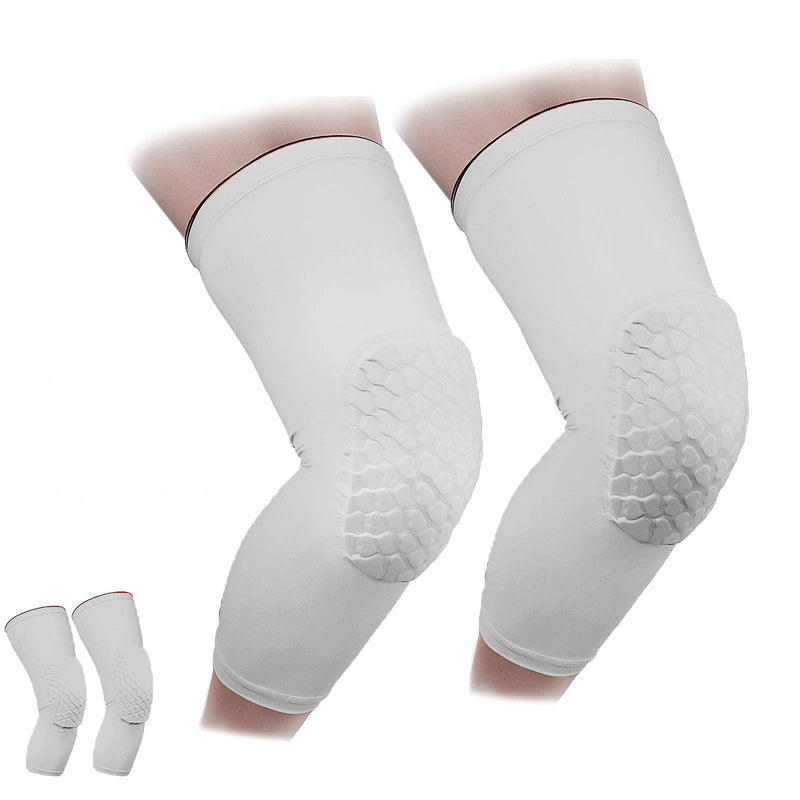 XL Knee Sleeve Honeycomb Kneepad Crashproof Antislip Basketball Volleyball Leg Knee Long Sleeve Protective Pad - 2 Packs White M - BeesActive Australia