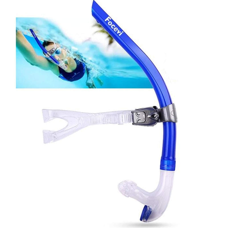 [AUSTRALIA] - Focevi Swim Snorkel for Lap Swimming,Adult Swimmers Snorkeling Gear for Swimming Snorkel Training in Pool and Open Water,Snorkle Center Mount Silicone Mouthpiece One-Way Purge Valve D-Blue-upgrade 