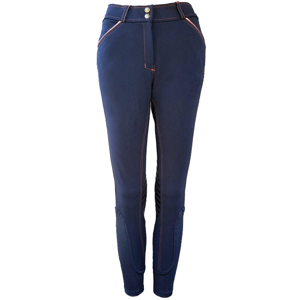 One Stop Equine Shop Women's Micah Breeches Silicone Gel Knee Patch Horse Riding Jeans Navy 24 - BeesActive Australia