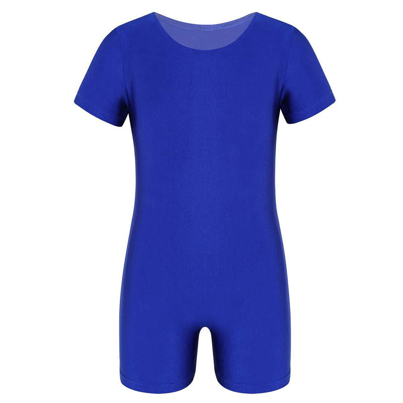 [AUSTRALIA] - inlzdz Unisex Girls Boys Ballet Dance Gymnastic Active Sports Leotard Short Sleeves Solid Color Stretchy Unitard Blue 6 
