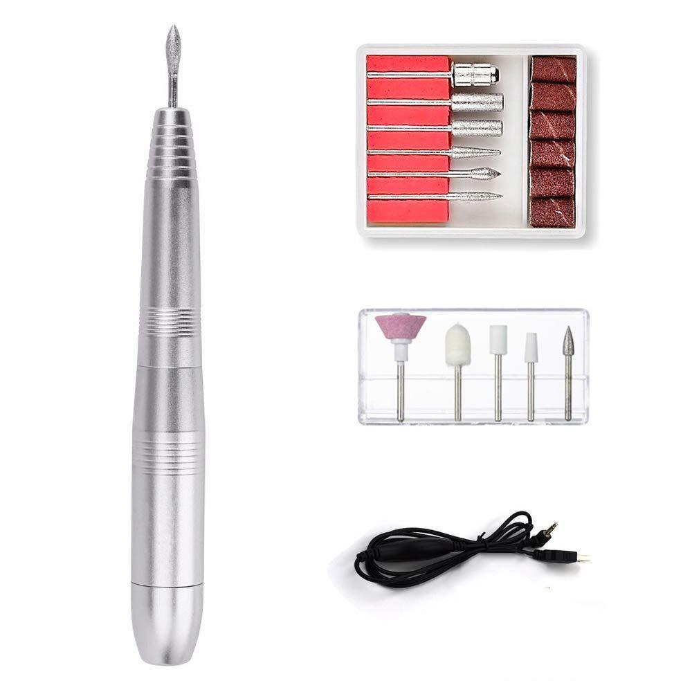 Electric Nail Drill Machine Filer Kit Rotary Carver Set Handpiece File Grinder Manicure Pedicure Tools with Nail Polishing Bits for Acrylic Gel Nails Home Salon Use - BeesActive Australia