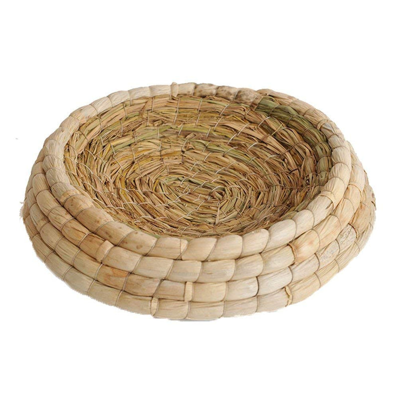 Wontee Handwoven Straw Hatching Breeding Cave Bird Flat Base Grass Nest for Parrot Macaw African Greys Budgies Hamster Gerbil Chinchillas House L - BeesActive Australia