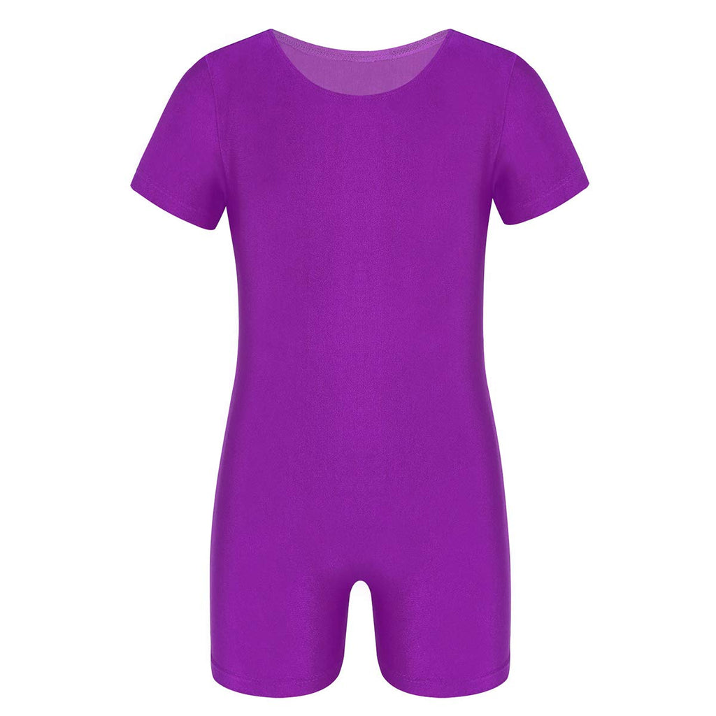 easyforever Unisex Kids Boys Girls 1Piece Solid Color Ballet Dance Leotard Stretchy Gymnastic Workout Jumpsuit Purple 8 - BeesActive Australia