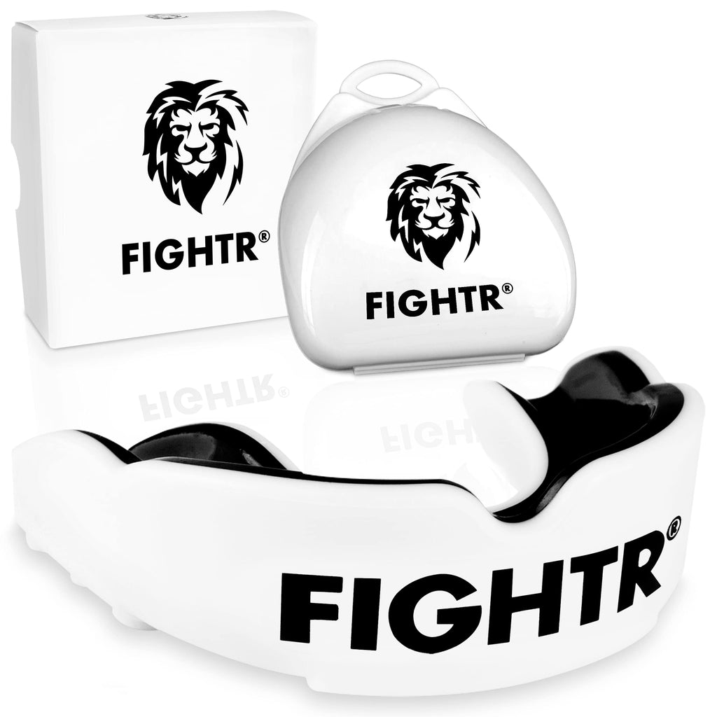 FIGHTR® Premium Mouth Guard - for Excellent Breathing & Easy to fit | Sports Mouth Guard for Boxing, MMA, Football, Lacrosse, Hockey and Other Sports | incl. hygienic Box White - BeesActive Australia