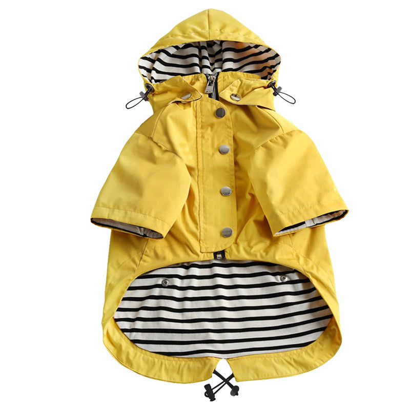 Morezi Dog Zip Up Dog Raincoat with Reflective Buttons, Rain/Water Resistant, Adjustable Drawstring, Removable Hood, Stylish Premium Dog Raincoats - Size XS to XXL Available Medium(Chest: 19"-23") Yellow - BeesActive Australia