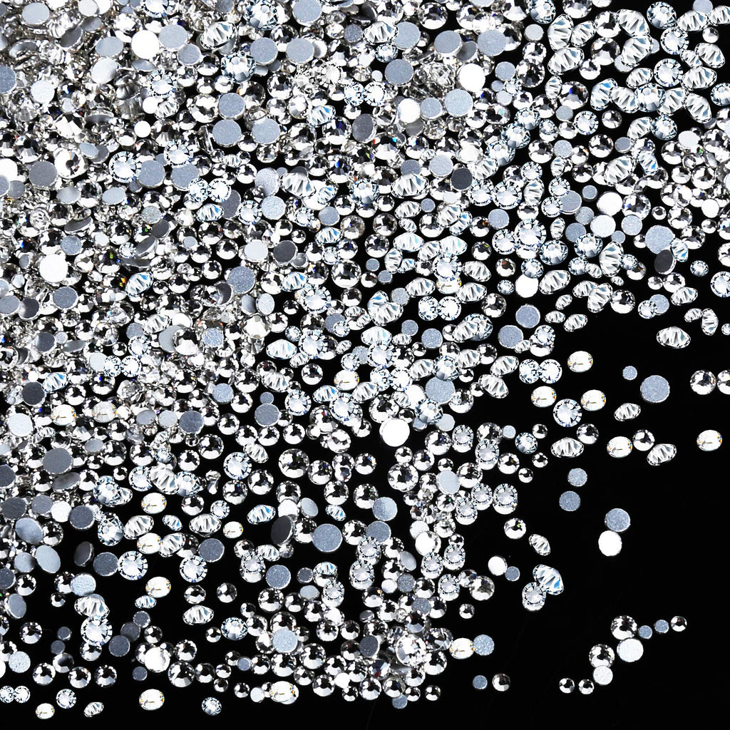 Nail Rhinestones 1728pcs, YGDZ Nail Gems Crystal Stones Flatback Clear Diamond Beads Rhinestones for Nails Art Crafts, 288pcs for Each Size (SS3 4 5 6 8 10) (Clear) - BeesActive Australia