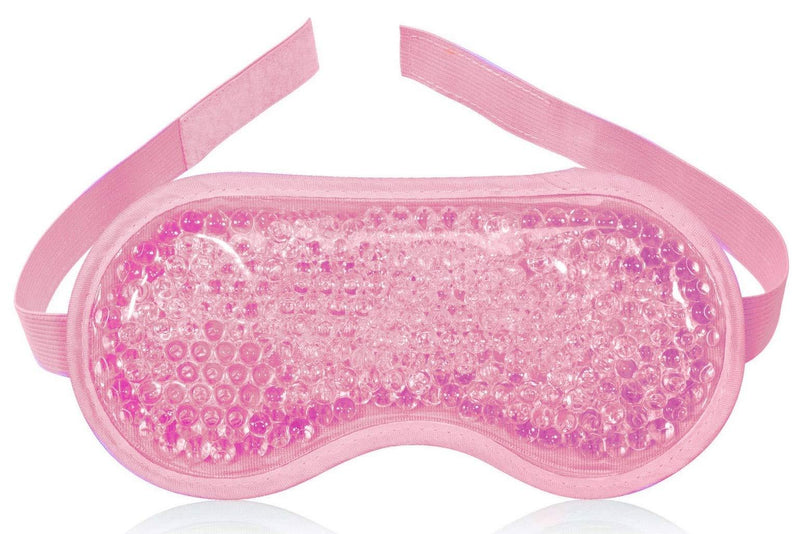 Gel Eye Mask Cold Pack - Ice Eye Mask Puffy Eyes Dark Circles - Cooling Eye Mask Headaches Migraine and Sinus Pain - Eye Therapy Heat Mask Gel Beads - Stress Pain Relief Hot Eye Mask Puffiness (Pink) Pink - BeesActive Australia