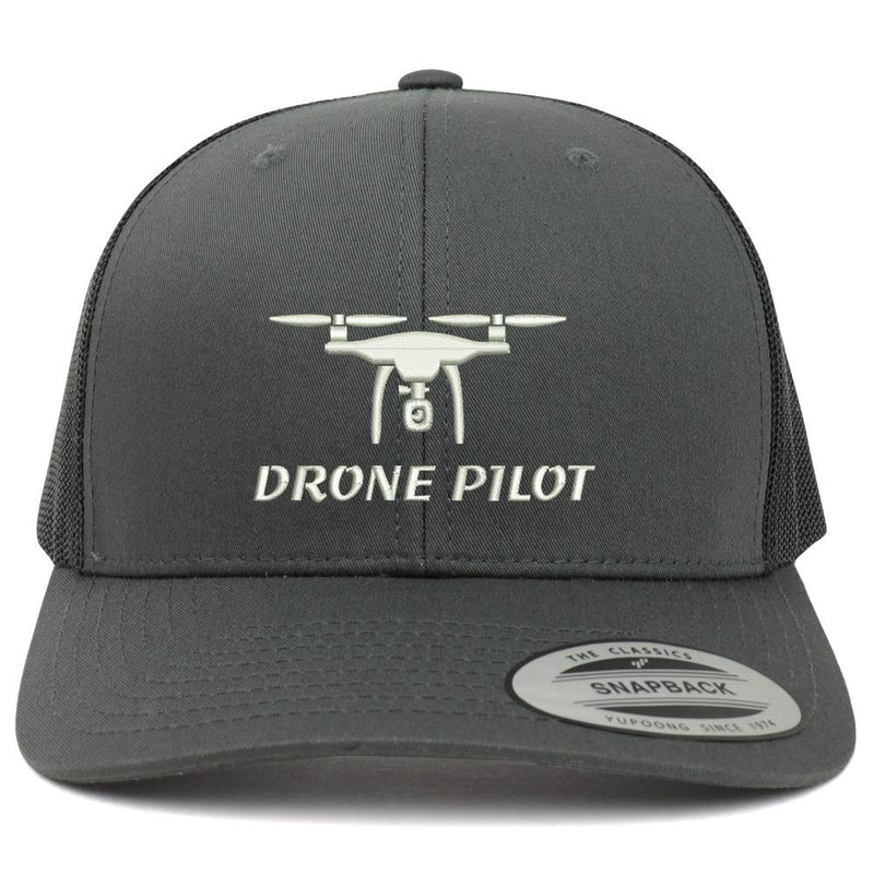 Trendy Apparel Shop Flexfit XXL Drone Pilot Embroidered Retro Trucker Mesh Cap XX-Large Charcoal - BeesActive Australia