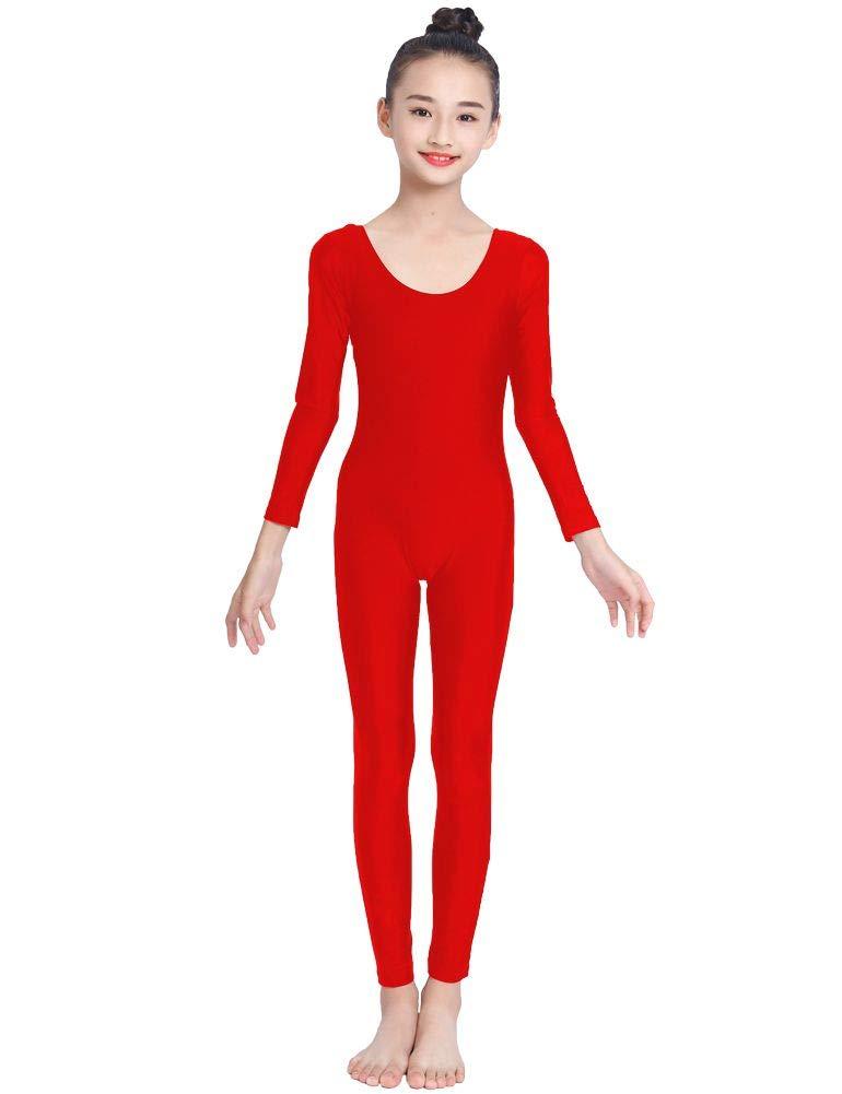 [AUSTRALIA] - OVIGILY Girls Kids Long Sleeve Dance Unitard Bodysuits Red X-Large 