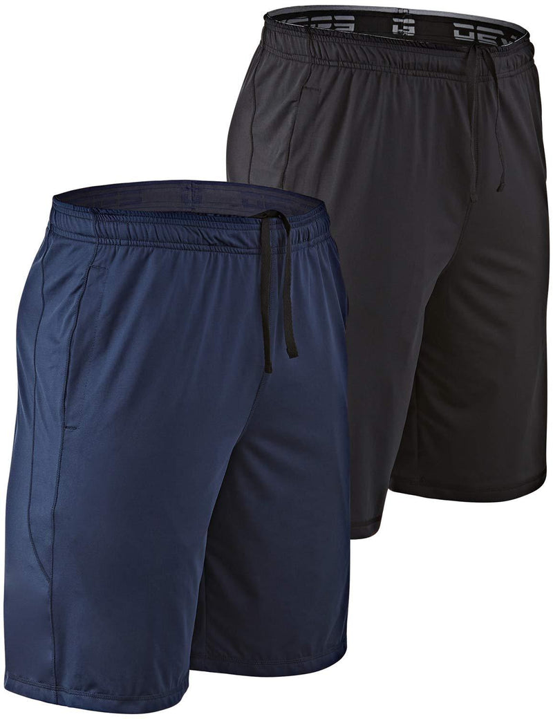 DEVOPS Men's 2-Pack Loose-Fit 10" Workout Gym Shorts with Pockets Small 0# (Black / Navy) - BeesActive Australia