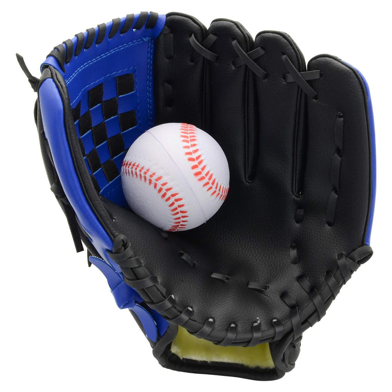 [AUSTRALIA] - FerDIM Baseball Glove for Kids/Youth/Adult, Softball Mitt Left Hand Glove, Right Hand Throw Blue/Black with Ball 10.5 inch 