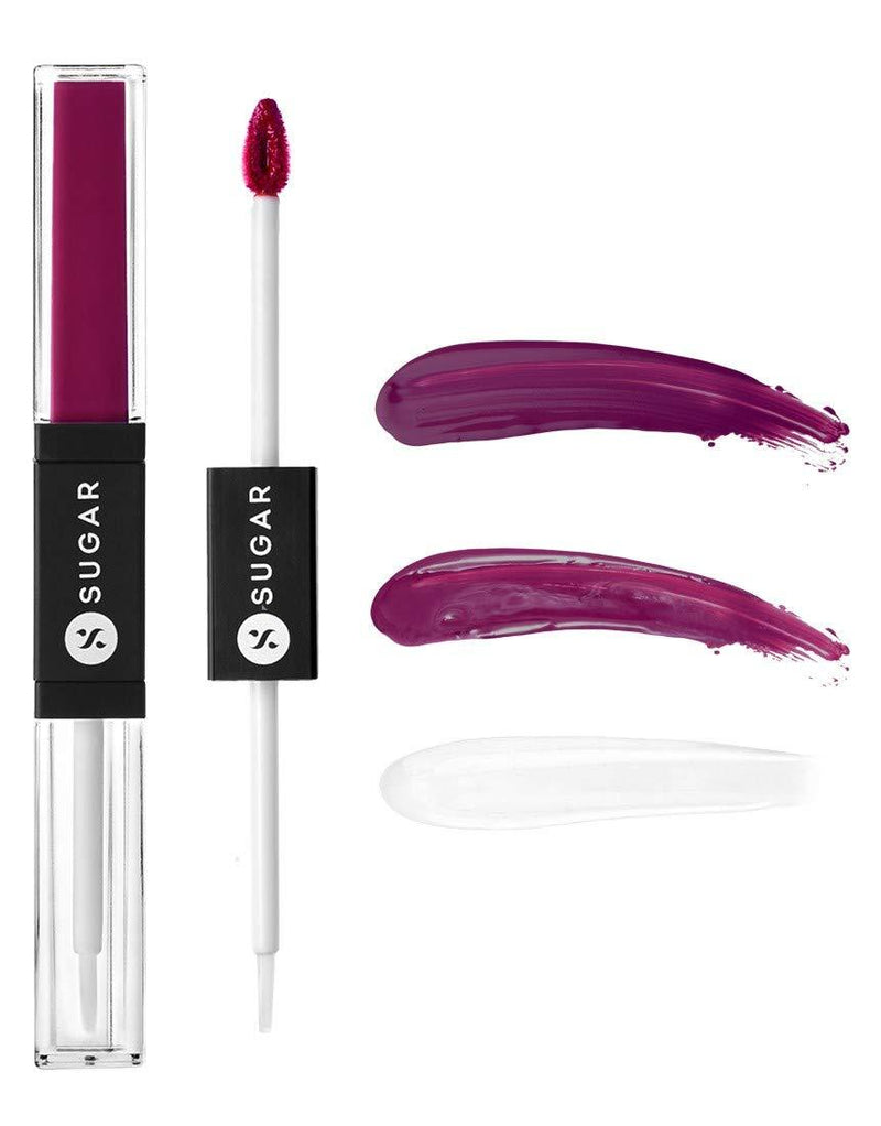 SUGAR Cosmetics Smudge Me Not Lip Duo - 08 Wine and Shine (Sangria), 3.5 ml 2 In 1 Lipstick , Matte Finish , Glossy Finish, Hydrating Formula 08 Wine and Shine (Sangria) - BeesActive Australia